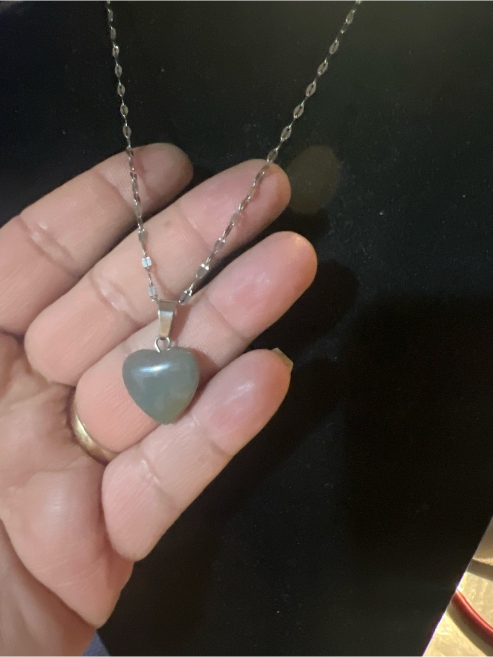 Handmade Heart Pendant Necklace in Gray - Women Jewelry Aventutine Green